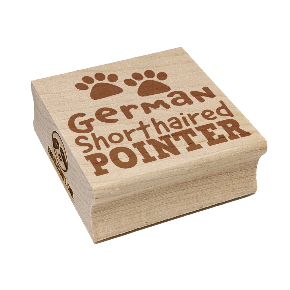 German Shorthaired Pointer Dog Paw Prints Fun Text Square Rubber Stamp for Stamping Crafting