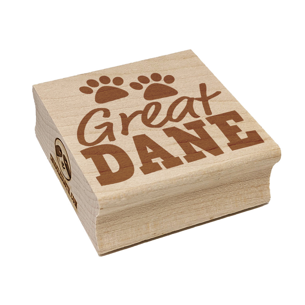 Great Dane Dog Paw Prints Fun Text Square Rubber Stamp for Stamping Crafting