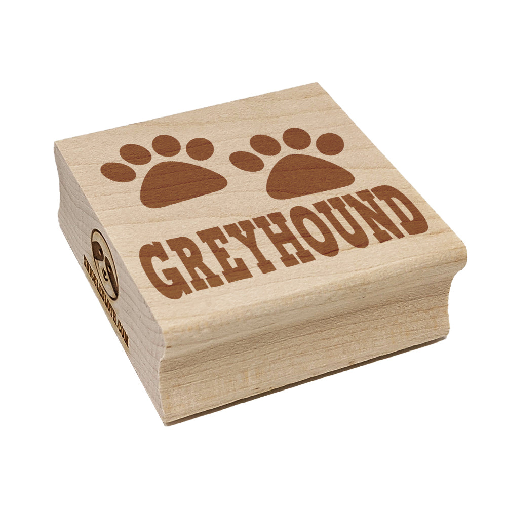 Greyhound Dog Paw Prints Fun Text Square Rubber Stamp for Stamping Crafting