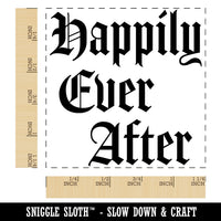 Happily Ever After Fairy Tale Wedding Old Timey Text Square Rubber Stamp for Stamping Crafting
