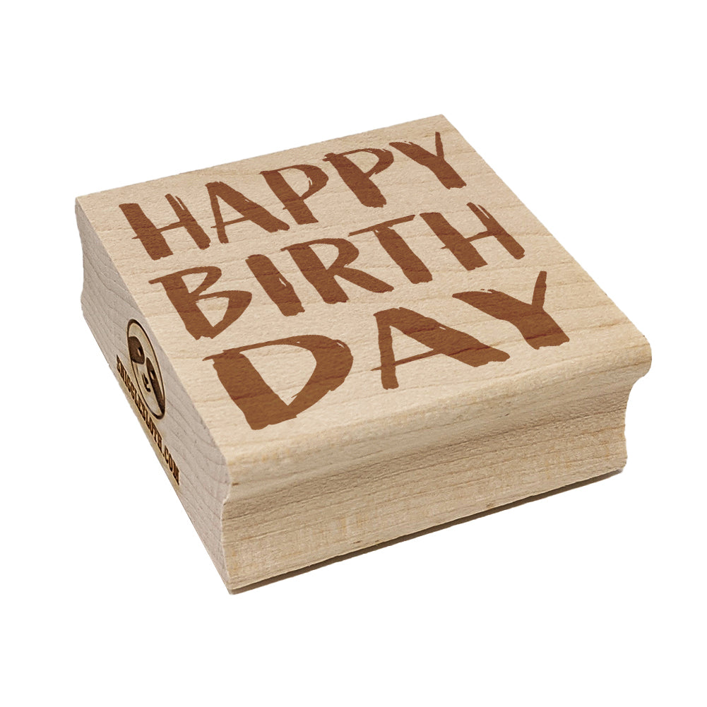 Happy Birthday Sketchy Fun Text Square Rubber Stamp for Stamping Crafting