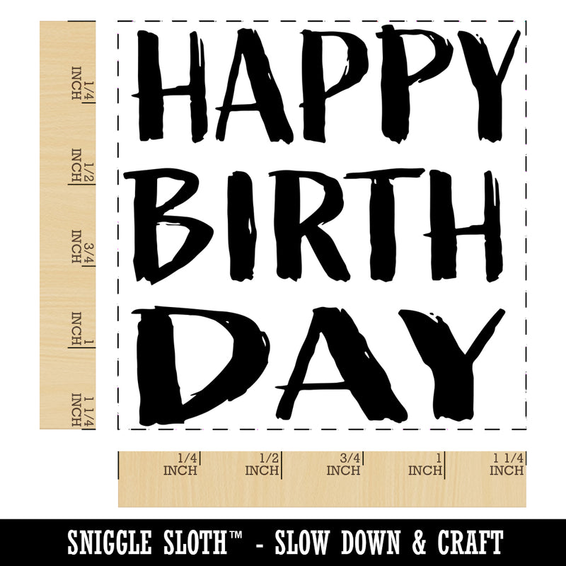 Happy Birthday Sketchy Fun Text Square Rubber Stamp for Stamping Crafting