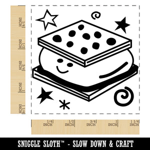 Happy Smores Campfire Camping Square Rubber Stamp for Stamping Crafting