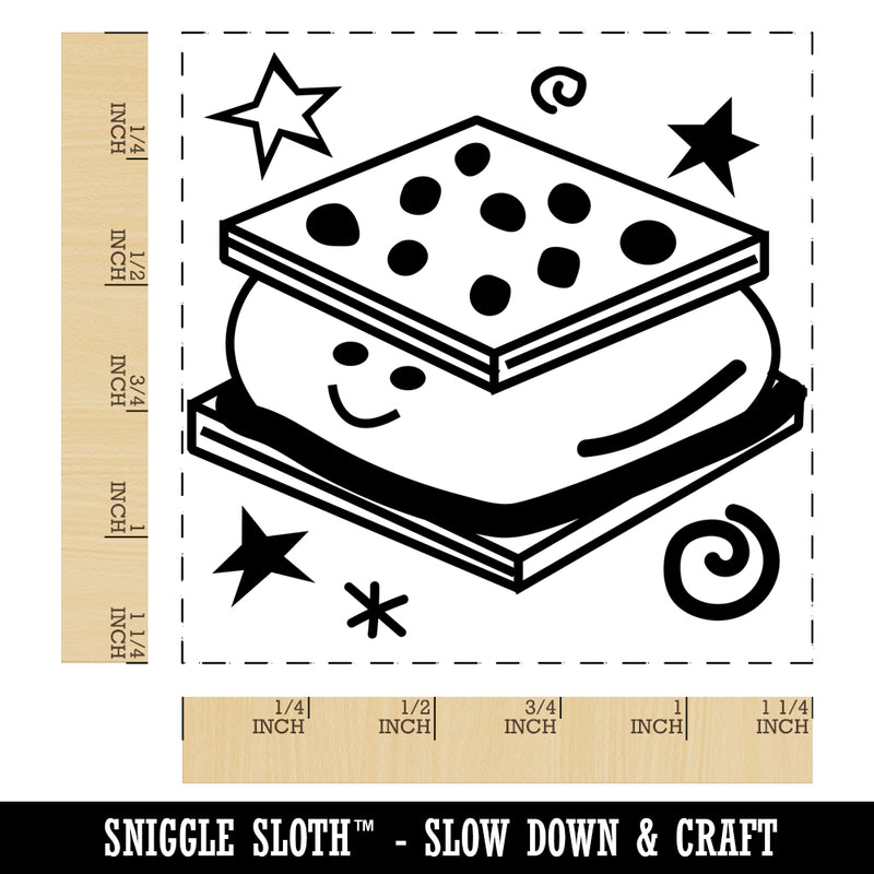 Happy Smores Campfire Camping Square Rubber Stamp for Stamping Crafting