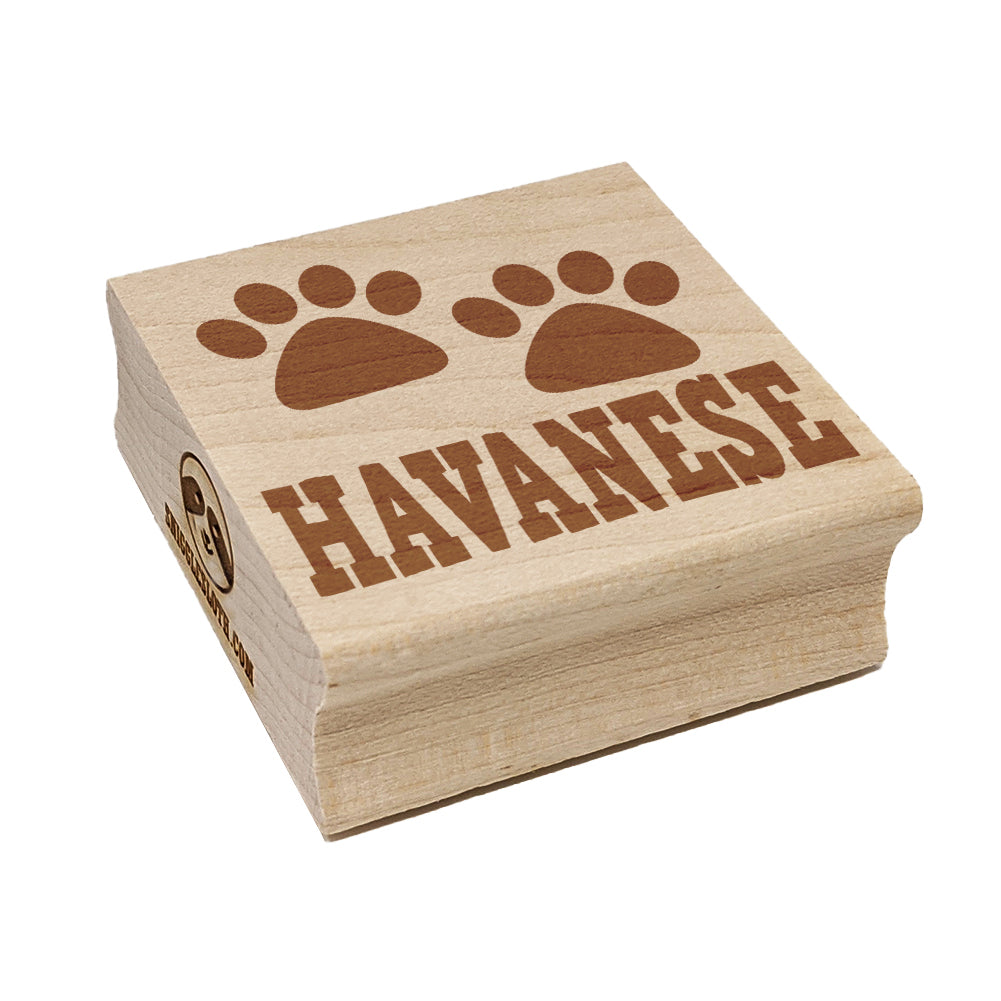 Havanese Dog Paw Prints Fun Text Square Rubber Stamp for Stamping Crafting
