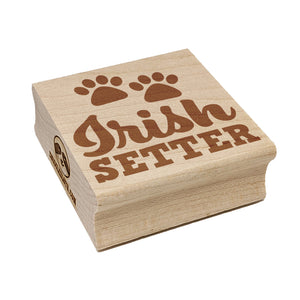 Irish Setter Dog Paw Prints Fun Text Square Rubber Stamp for Stamping Crafting