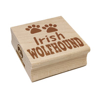 Irish Wolfhound Dog Paw Prints Fun Text Square Rubber Stamp for Stamping Crafting