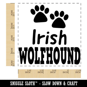 Irish Wolfhound Dog Paw Prints Fun Text Square Rubber Stamp for Stamping Crafting