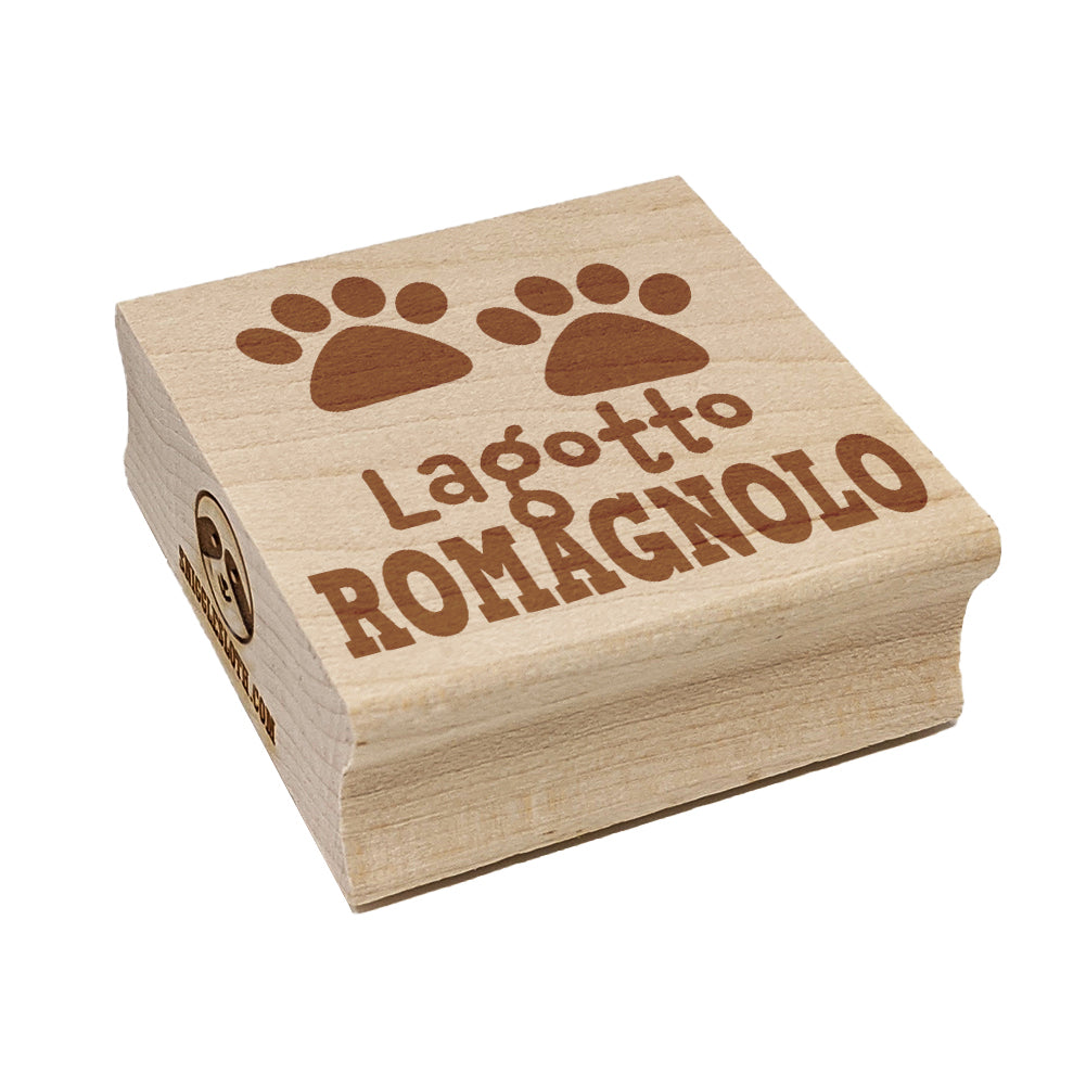 Lagotto Romagnolo Dog Paw Prints Fun Text Square Rubber Stamp for Stamping Crafting