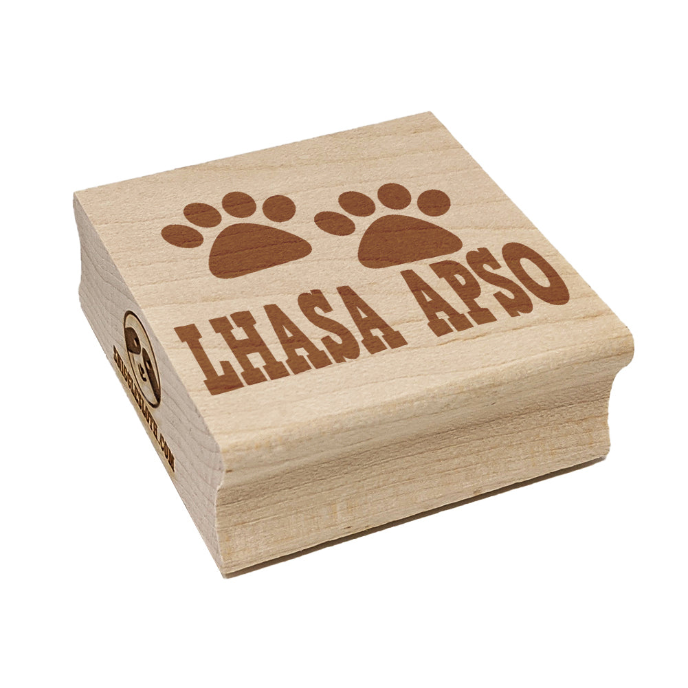 Lhasa Apso Dog Paw Prints Fun Text Square Rubber Stamp for Stamping Crafting