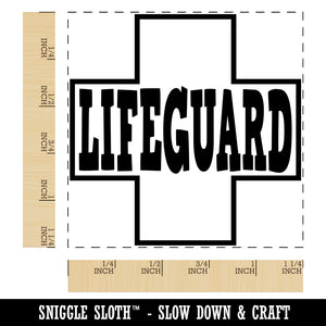 Lifeguard with Cross Fun Text Square Rubber Stamp for Stamping Crafting