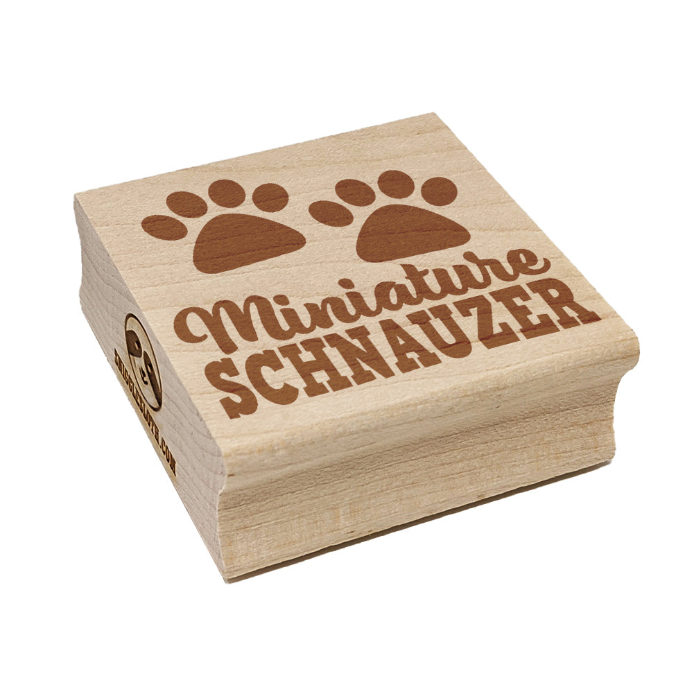 Miniature Schnauzer Dog Paw Prints Fun Text Square Rubber Stamp for Stamping Crafting