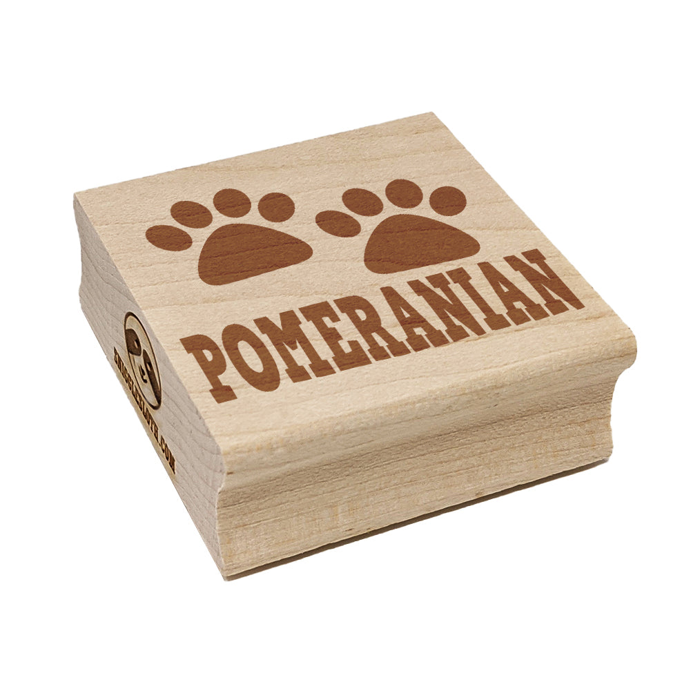 Pomeranian Dog Paw Prints Fun Text Square Rubber Stamp for Stamping Crafting