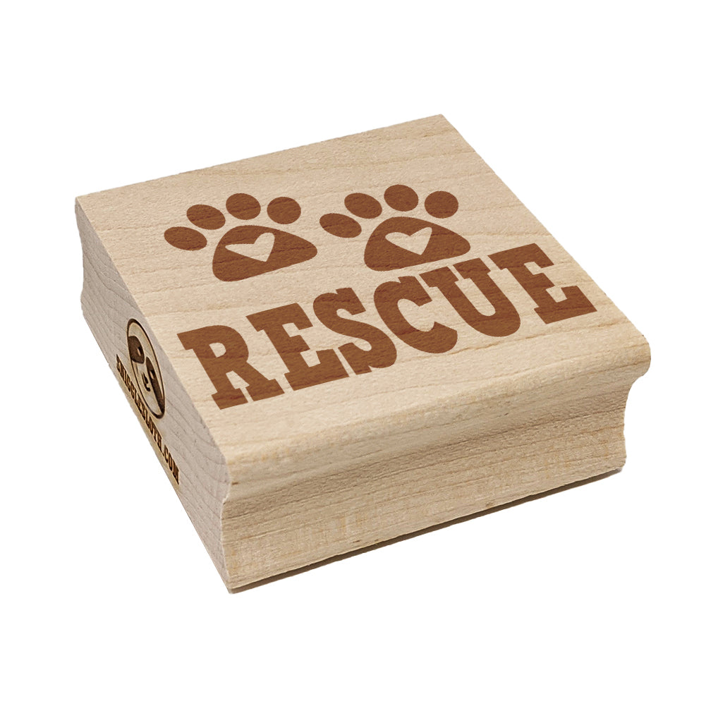Rescue Dog Cat Paw Prints Hearts Love Fun Text Square Rubber Stamp for Stamping Crafting