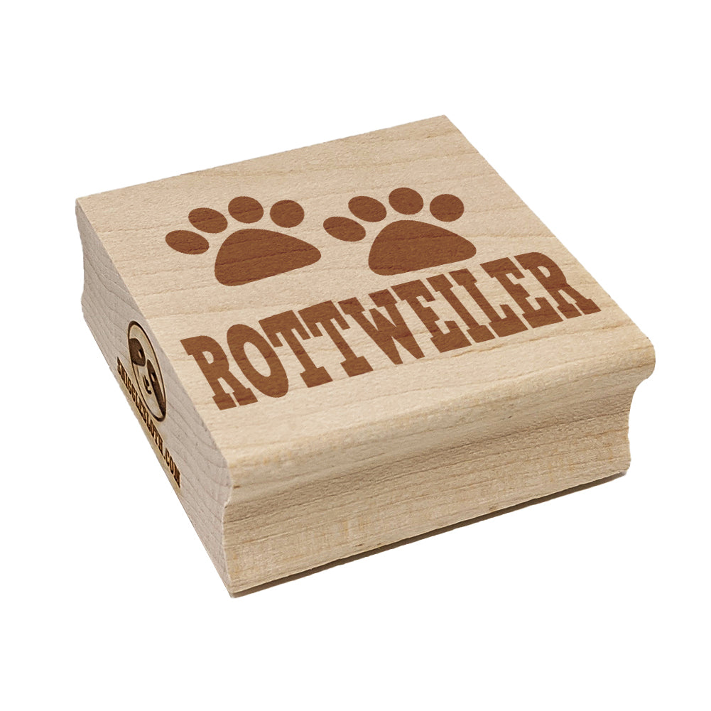 Rottweiler Dog Paw Prints Fun Text Square Rubber Stamp for Stamping Crafting