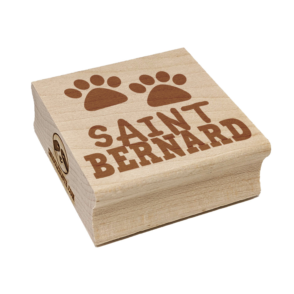 Saint Bernard Dog Paw Prints Fun Text Square Rubber Stamp for Stamping Crafting