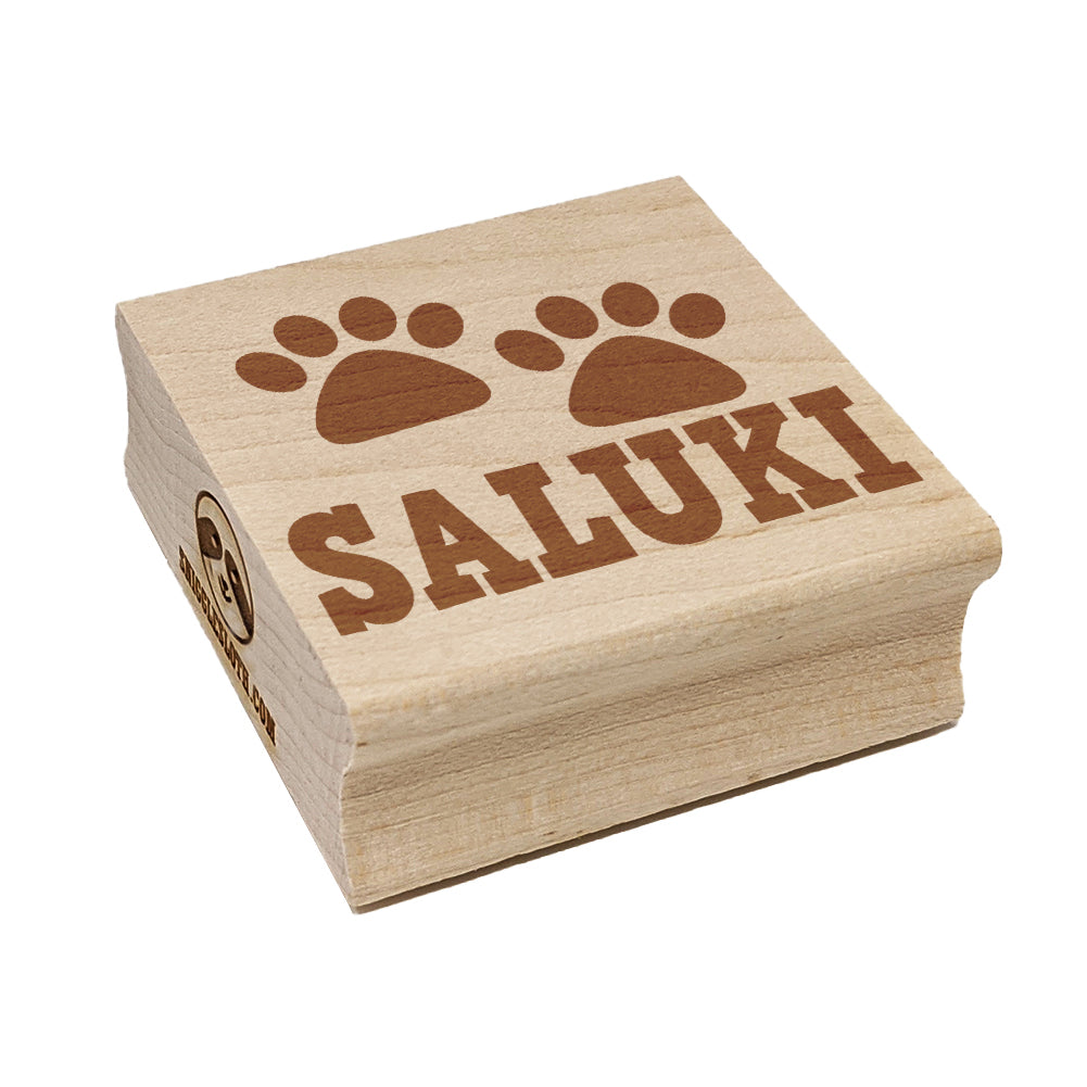 Saluki Dog Paw Prints Fun Text Square Rubber Stamp for Stamping Crafting