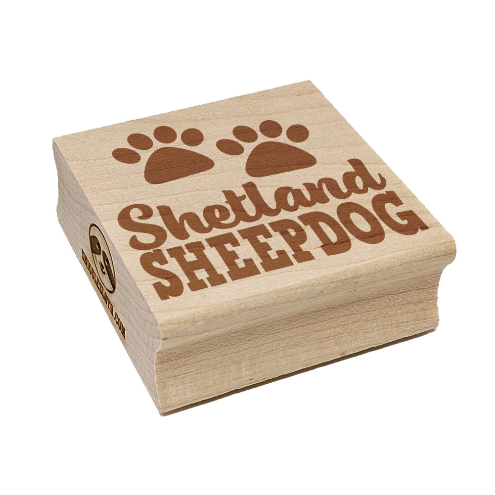 Shetland Sheepdog Dog Paw Prints Fun Text Square Rubber Stamp for Stamping Crafting