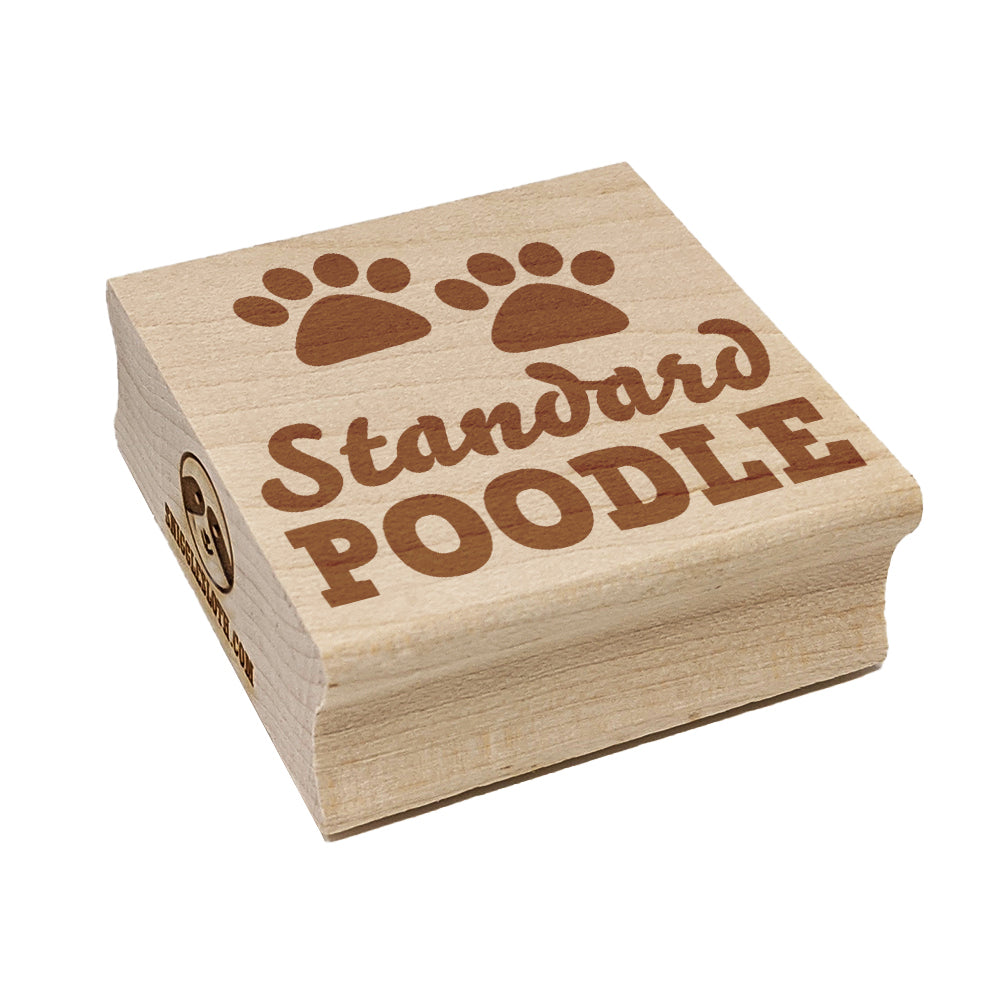 Standard Poodle Dog Paw Prints Fun Text Square Rubber Stamp for Stamping Crafting