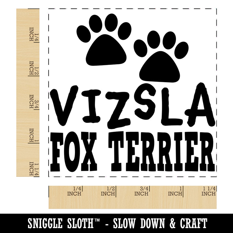 Vizsla Dog Paw Prints Fun Text Square Rubber Stamp for Stamping Crafting