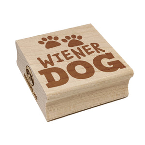 Wiener Dog Dachshund Paw Prints Fun Text Square Rubber Stamp for Stamping Crafting