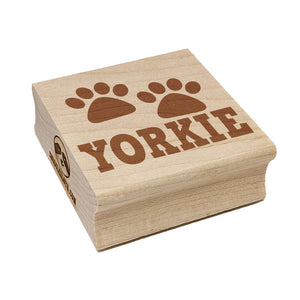 Yorkie Yorkshire Terrier Dog Paw Prints Fun Text Square Rubber Stamp for Stamping Crafting