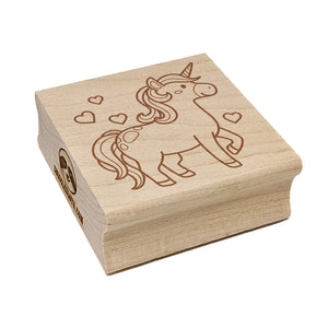 Cute Unicorn with Hearts Square Rubber Stamp for Stamping Crafting