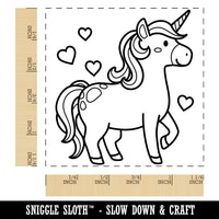 Cute Unicorn with Hearts Square Rubber Stamp for Stamping Crafting