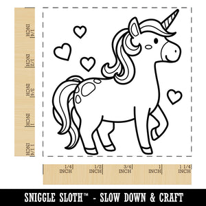 Cute Unicorn with Hearts Square Rubber Stamp for Stamping Crafting