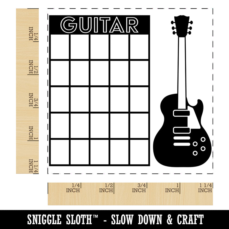 Electric Guitar Chord Chart Square Rubber Stamp for Stamping Crafting