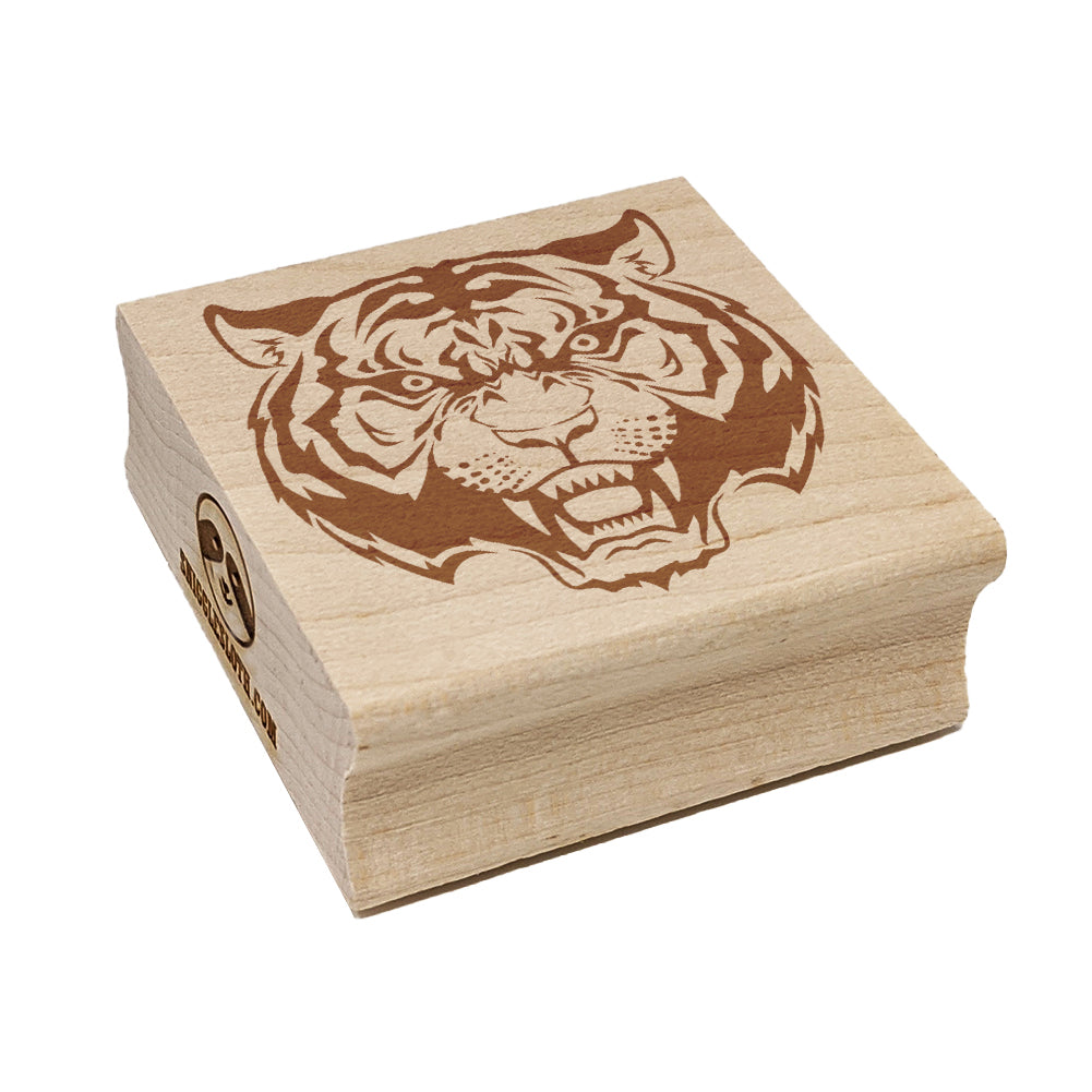 Fierce Tiger Face Square Rubber Stamp for Stamping Crafting