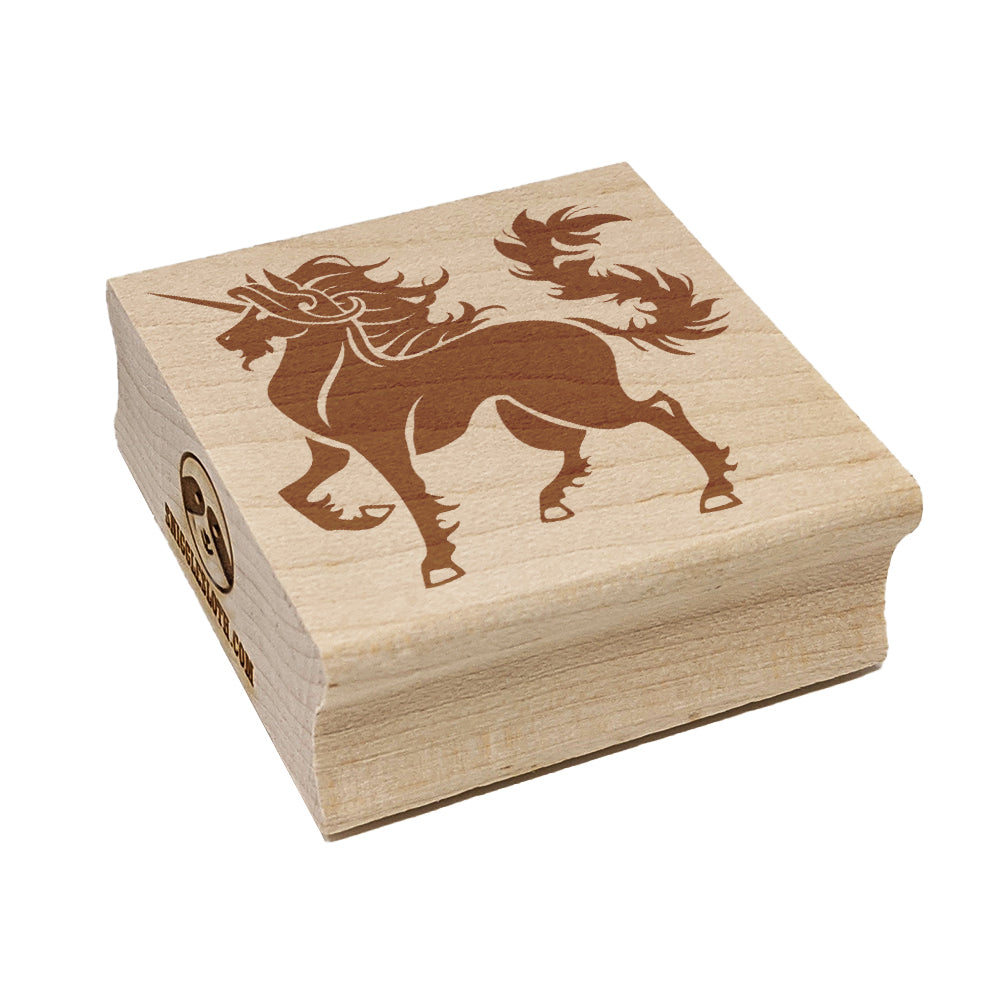 Heraldic Majestic Unicorn Square Rubber Stamp for Stamping Crafting