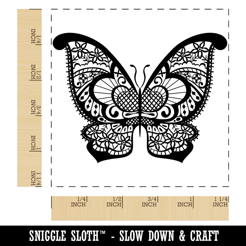 Lace Butterfly Square Rubber Stamp for Stamping Crafting