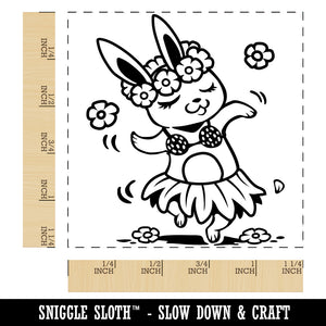Luau Hawaiian Hula Bunny with Lei Square Rubber Stamp for Stamping Crafting