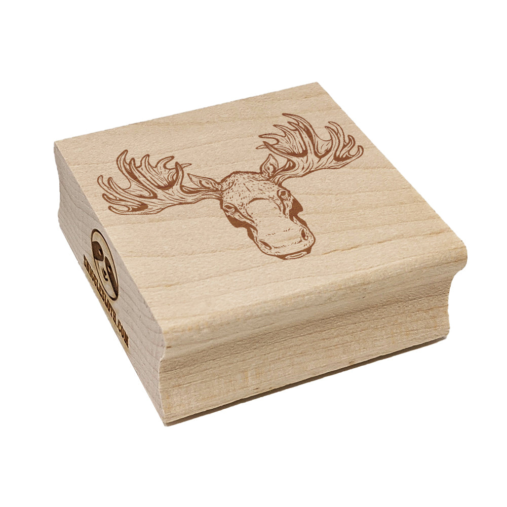 Moose Head Square Rubber Stamp for Stamping Crafting