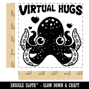 Octopus Virtual Hugs Square Rubber Stamp for Stamping Crafting