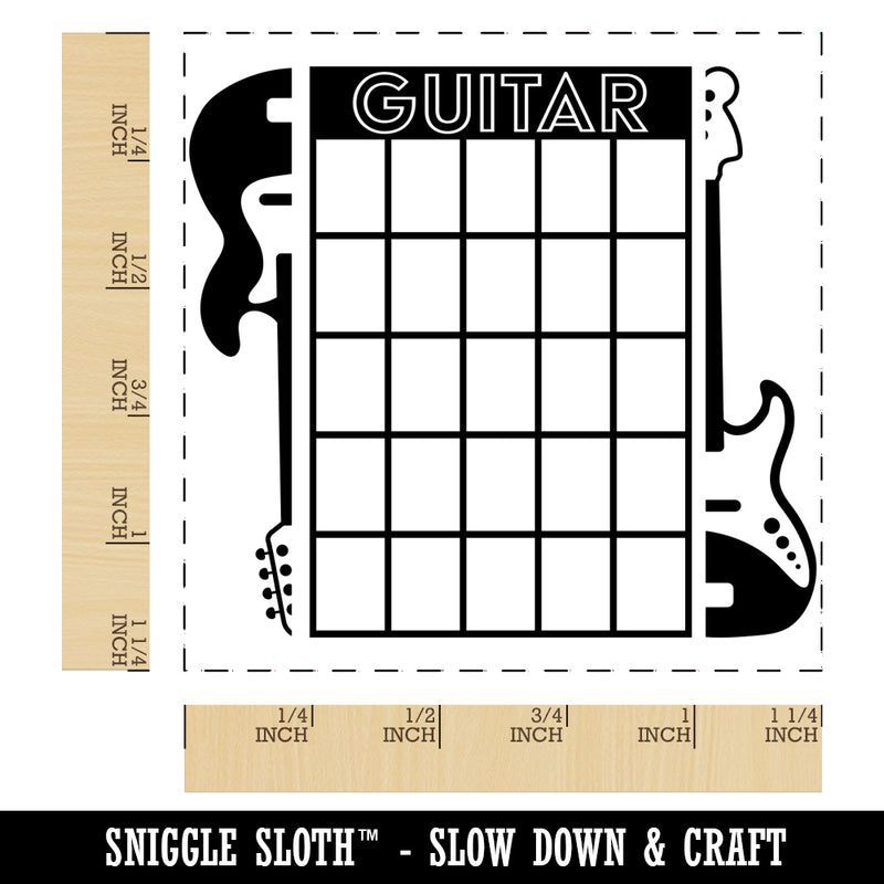 Split Electric Bass Guitar Chord Chart Square Rubber Stamp for Stamping Crafting