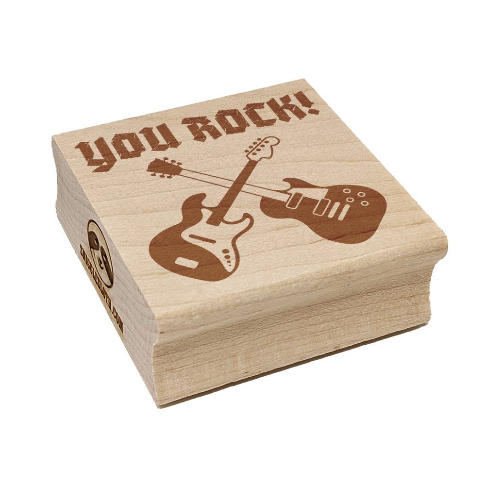 You Rock Electric Guitars Square Rubber Stamp for Stamping Crafting
