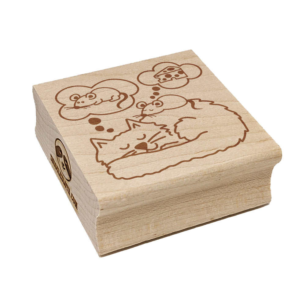 Cat and Mouse Sleeping Dreaming Square Rubber Stamp for Stamping Crafting