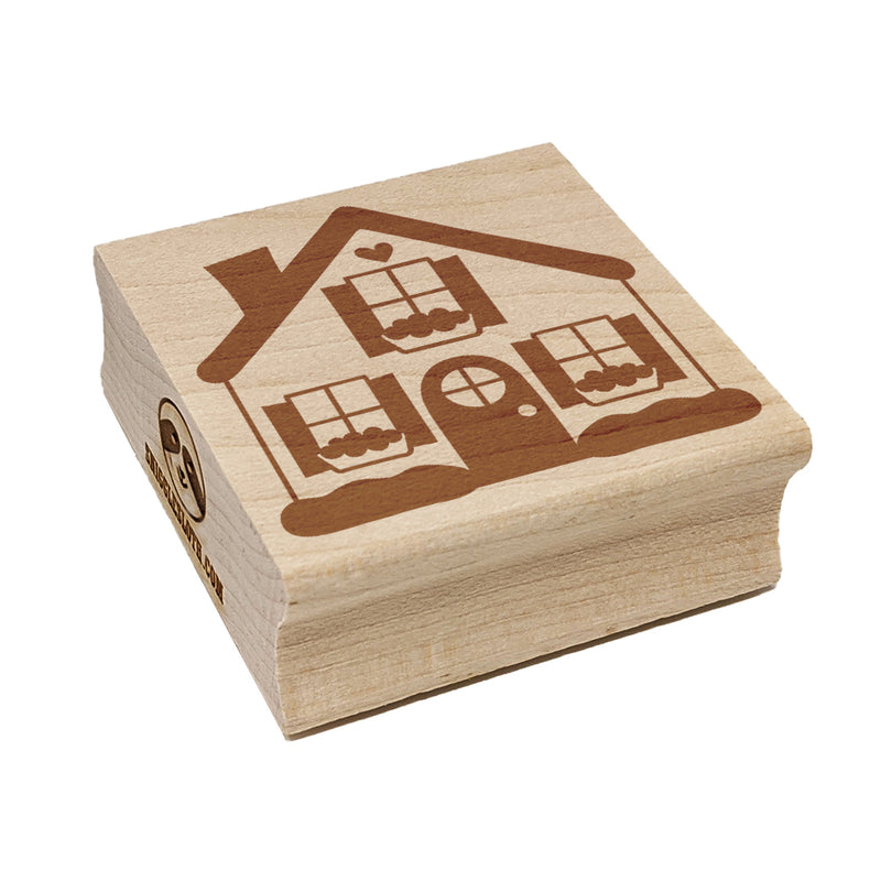 Cute House Heart Window Boxes Square Rubber Stamp for Stamping Crafting