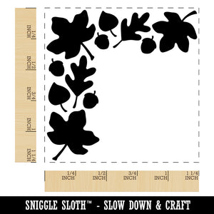 Fall Leaf Corner Acorns Thanksgiving Square Rubber Stamp for Stamping Crafting