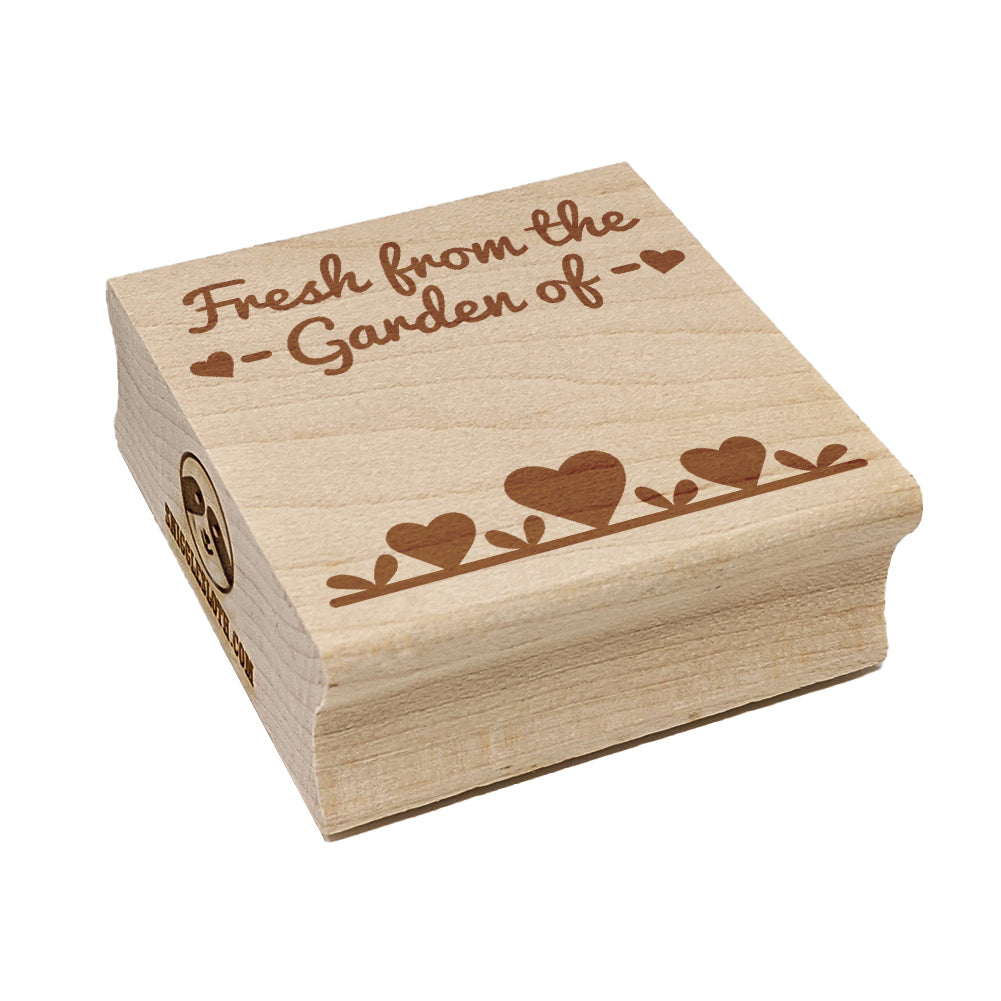 Fresh From The Garden Of with Hearts Square Rubber Stamp for Stamping Crafting