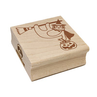 Halloween Sloth Witch and Broom Square Rubber Stamp for Stamping Crafting