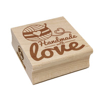 Handmade With Love Crochet Yarn Square Rubber Stamp for Stamping Crafting