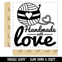 Handmade With Love Crochet Yarn Square Rubber Stamp for Stamping Crafting