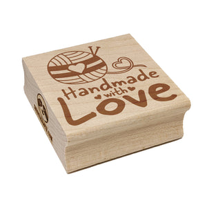 Handmade With Love Knitting Yarn Square Rubber Stamp for Stamping Crafting