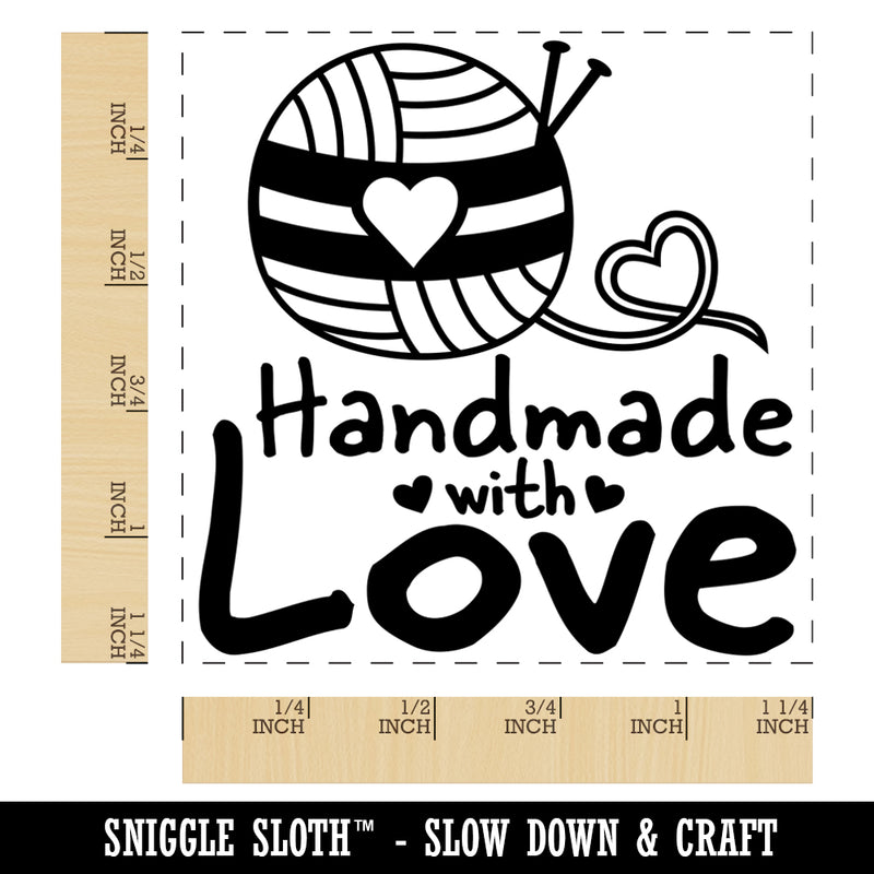 Handmade With Love Knitting Yarn Square Rubber Stamp for Stamping Crafting