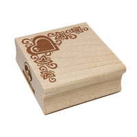 Heart Love Floral Corner Square Rubber Stamp for Stamping Crafting