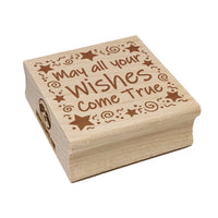 May All Your Wishes Come True Stars Swirls Birthday Square Rubber Stamp for Stamping Crafting