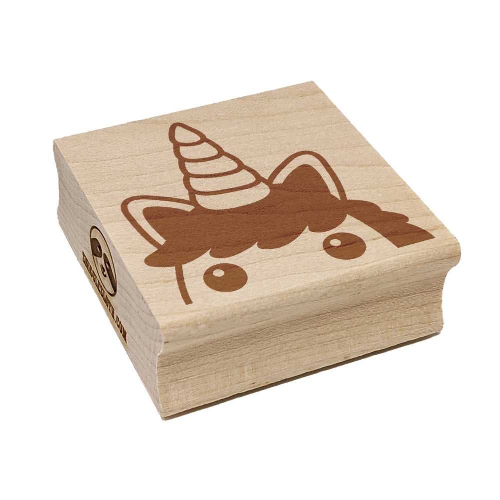 Peeking Unicorn Square Rubber Stamp for Stamping Crafting